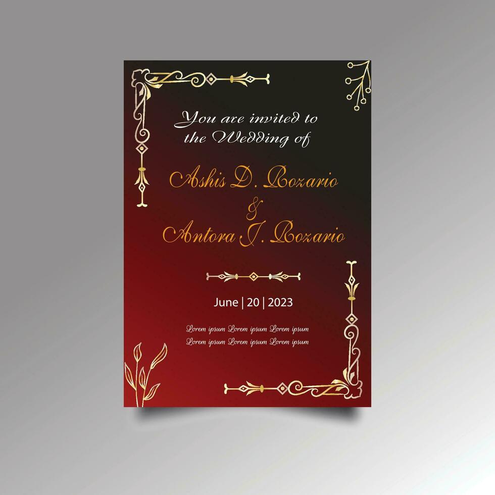Luxury wedding invitation card design set. Luxury vintage golden vector invitation card template