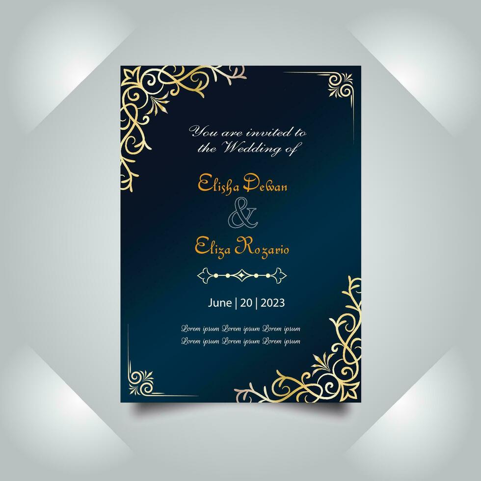 lujo Boda invitación tarjeta diseño colocar. lujo Clásico dorado vector invitación tarjeta modelo