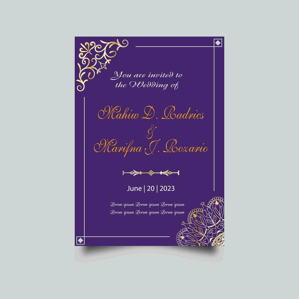 Luxury wedding invitation card design set. Luxury vintage golden vector invitation card template
