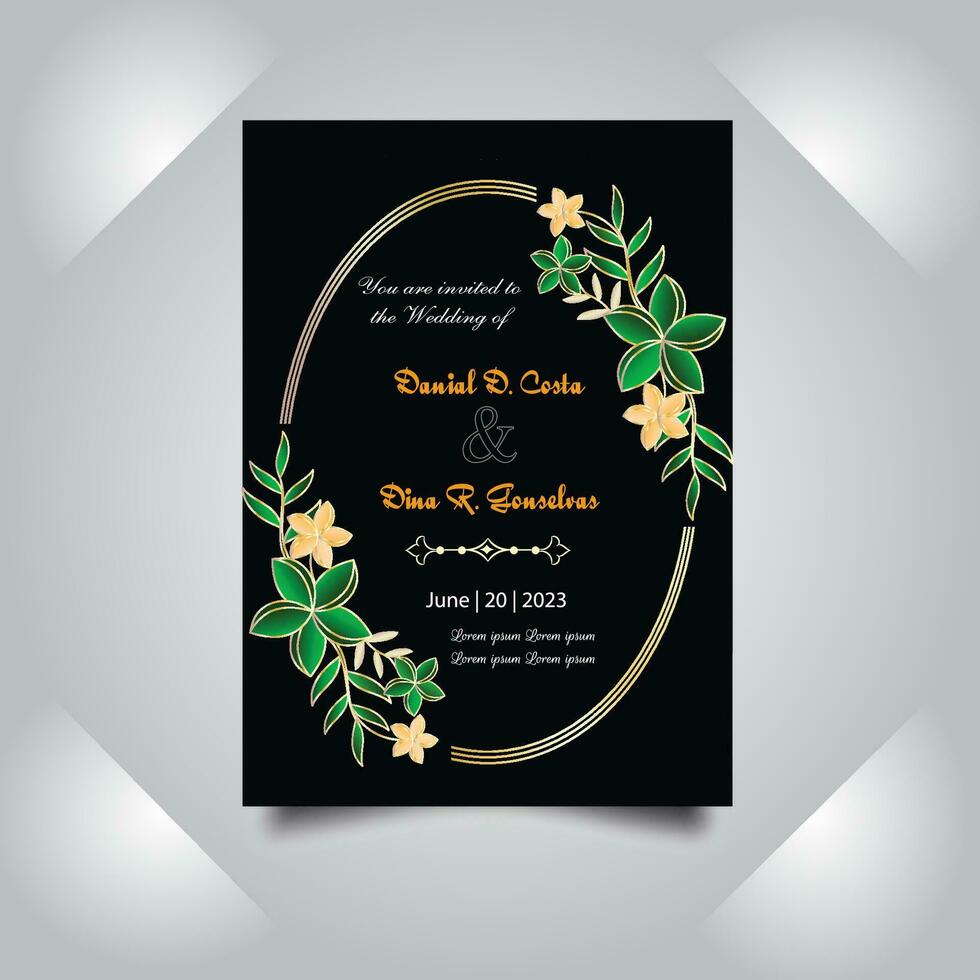 Luxury wedding invitation card design set. Luxury vintage golden vector invitation card template