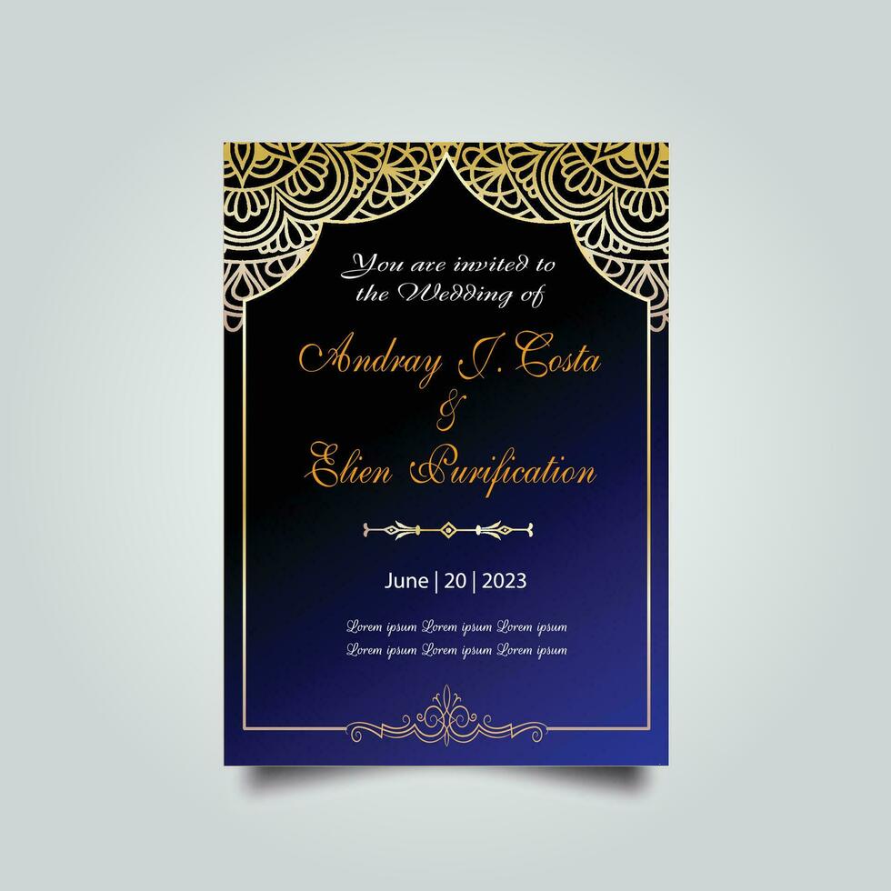 Luxury wedding invitation card design set. Luxury vintage golden vector invitation card template