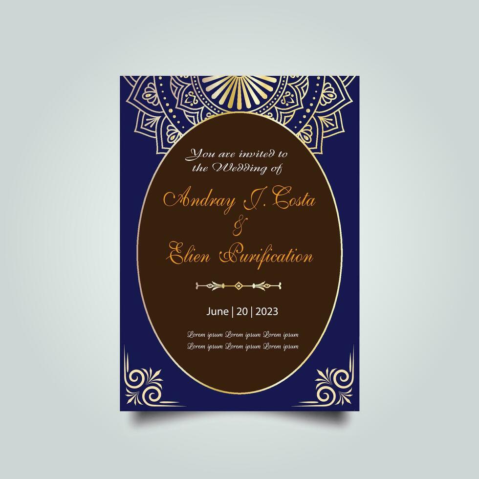 Luxury wedding invitation card design set. Luxury vintage golden vector invitation card template