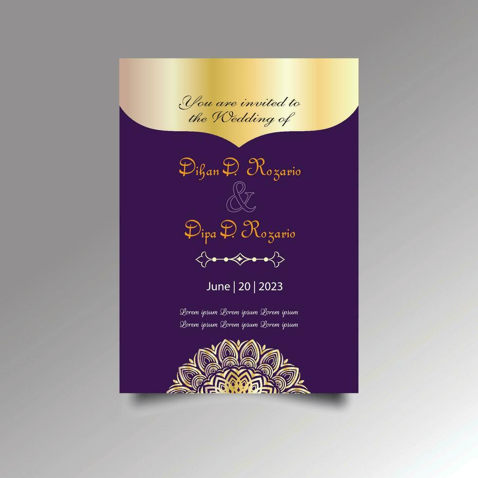 Luxury wedding invitation card design set. Luxury vintage golden vector invitation card template