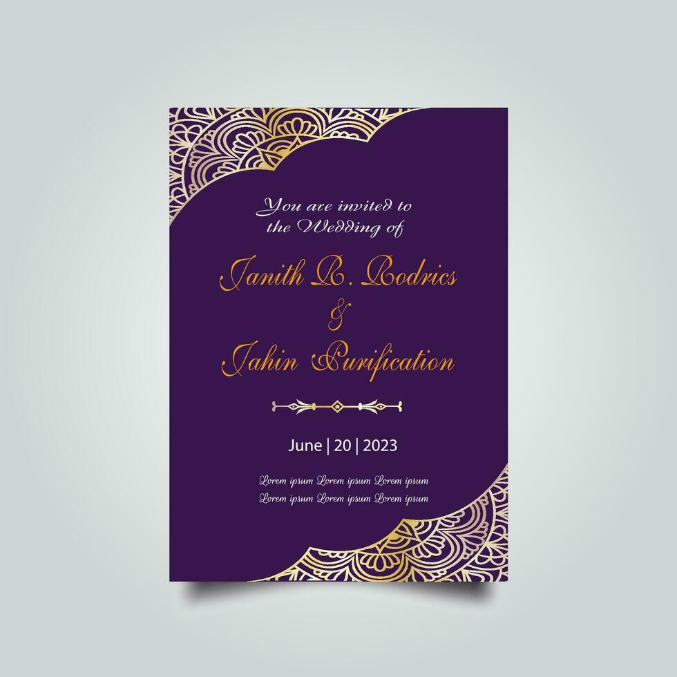 Luxury wedding invitation card design set. Luxury vintage golden vector invitation card template