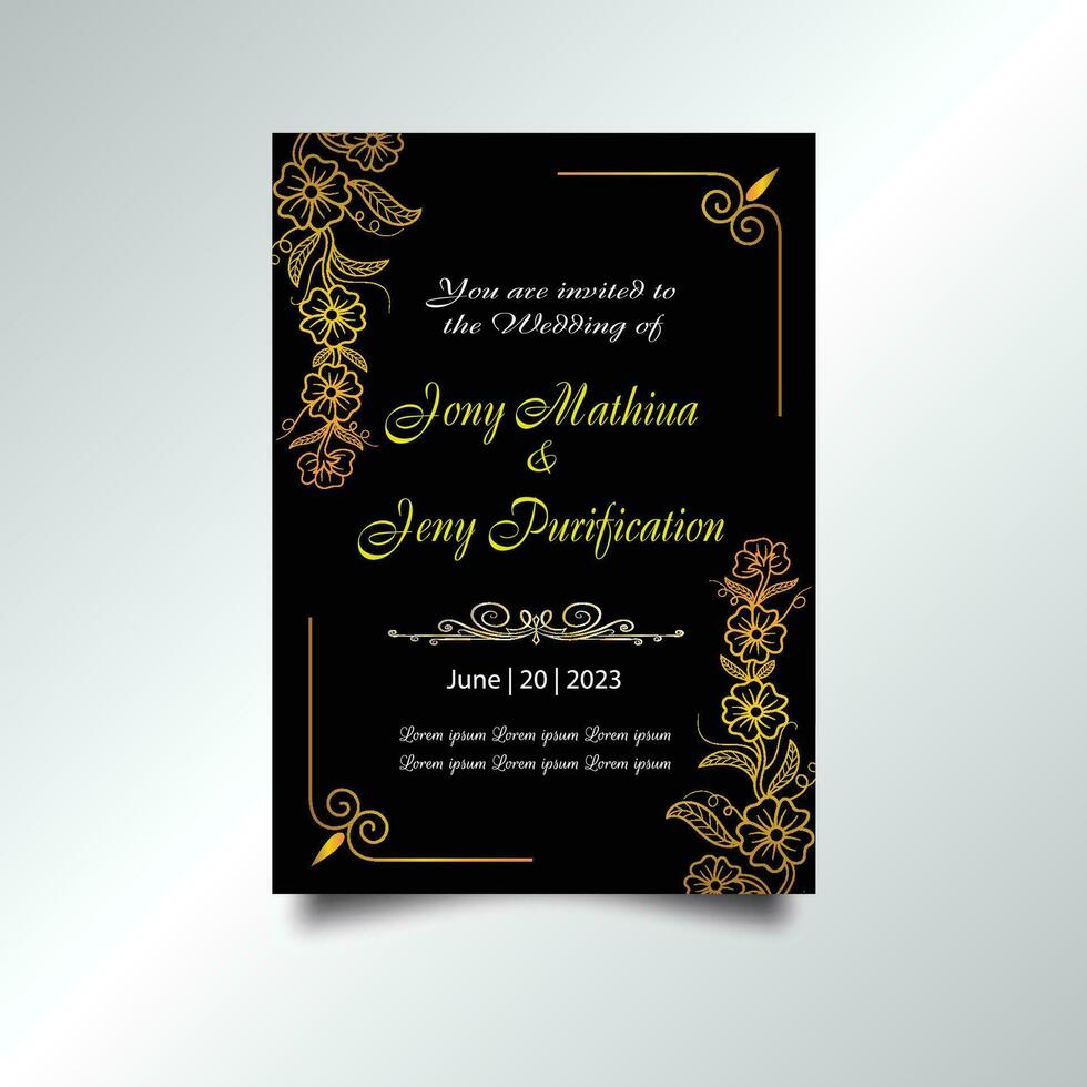 Luxury vintage golden vector invitation card template