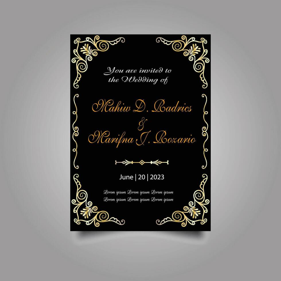 Luxury wedding invitation card design set. Luxury vintage golden vector invitation card template