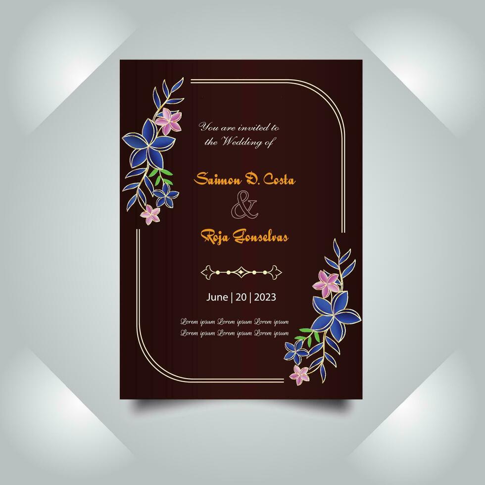 Luxury wedding invitation card design set. Luxury vintage golden vector invitation card template