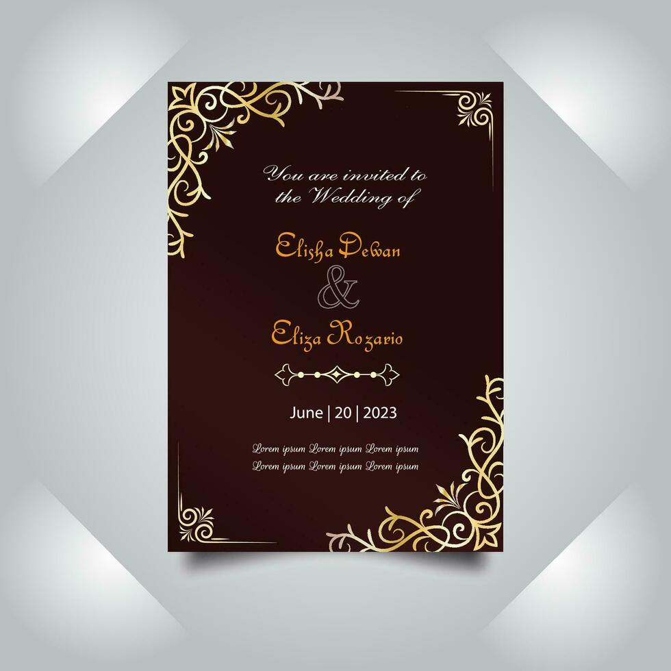 Luxury wedding invitation card design set. Luxury vintage golden vector invitation card template