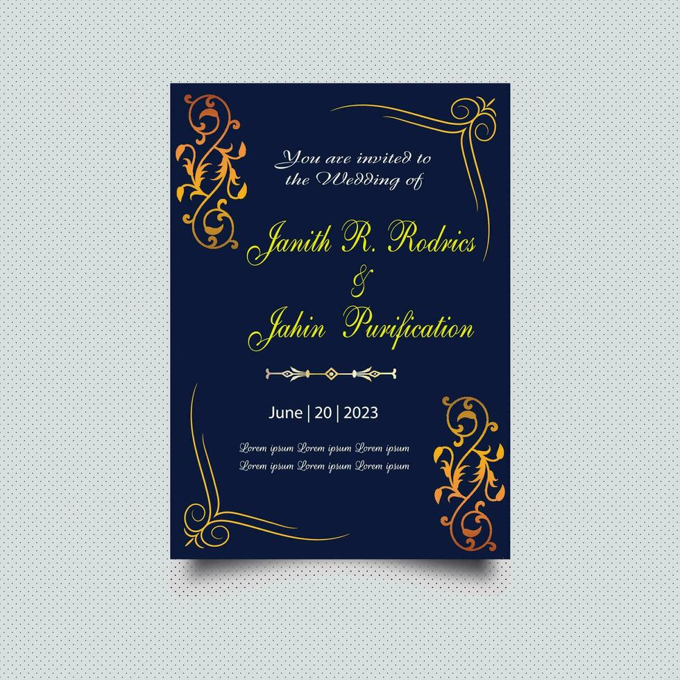 plantilla de tarjeta de invitación de vector dorado vintage de lujo