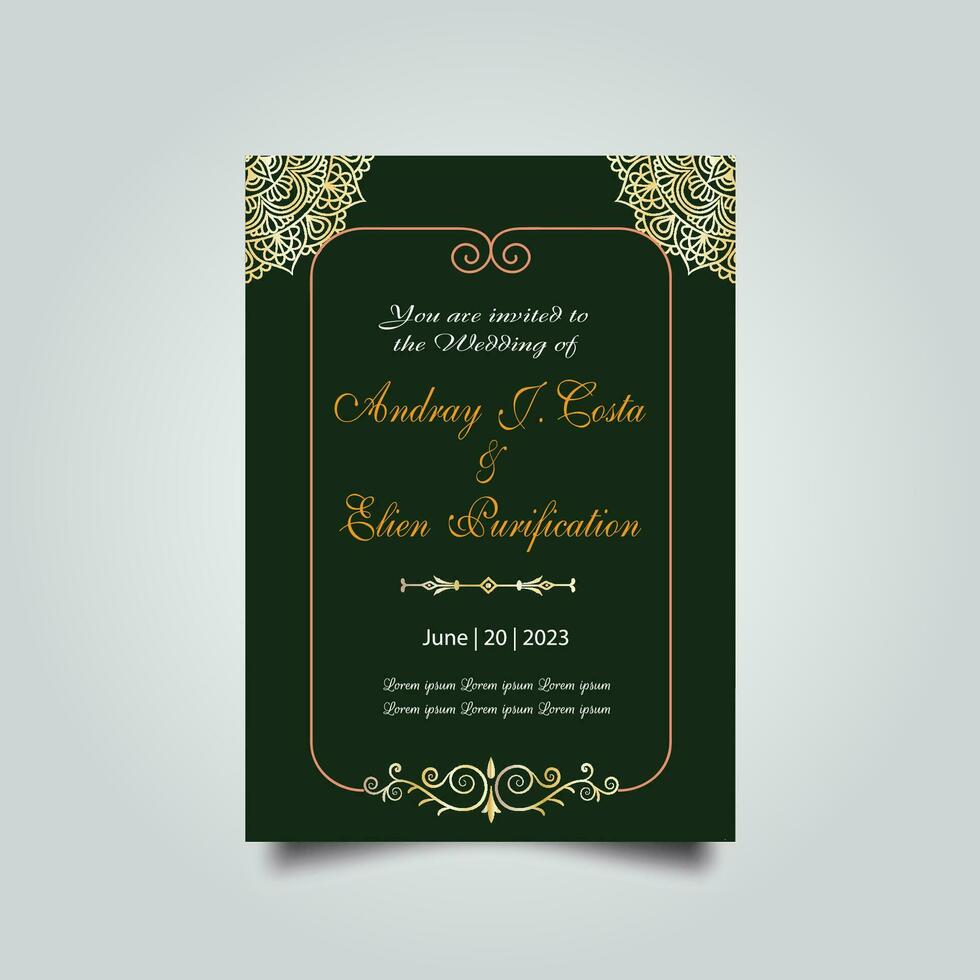 Luxury wedding invitation card design set. Luxury vintage golden vector invitation card template