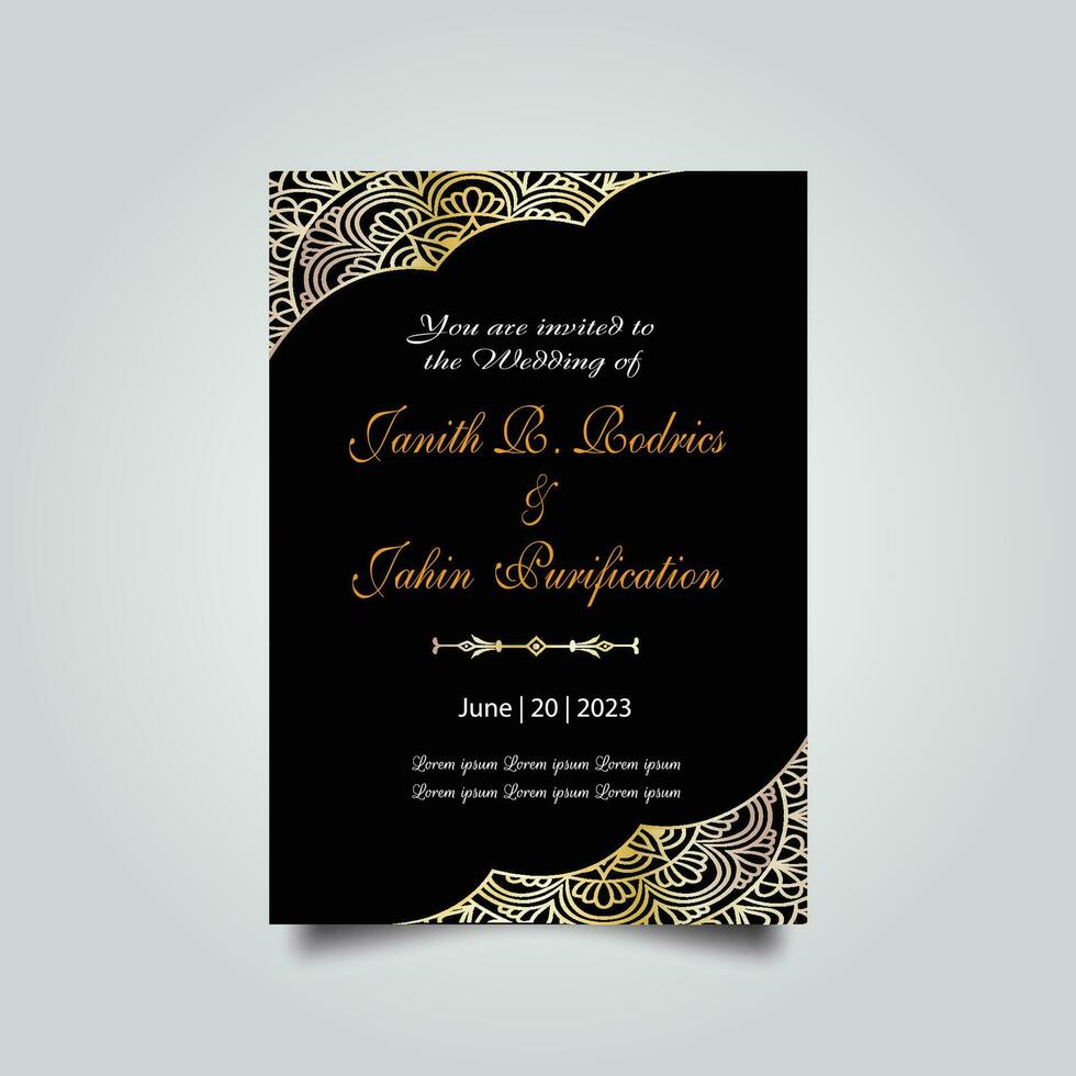 Luxury wedding invitation card design set. Luxury vintage golden vector invitation card template