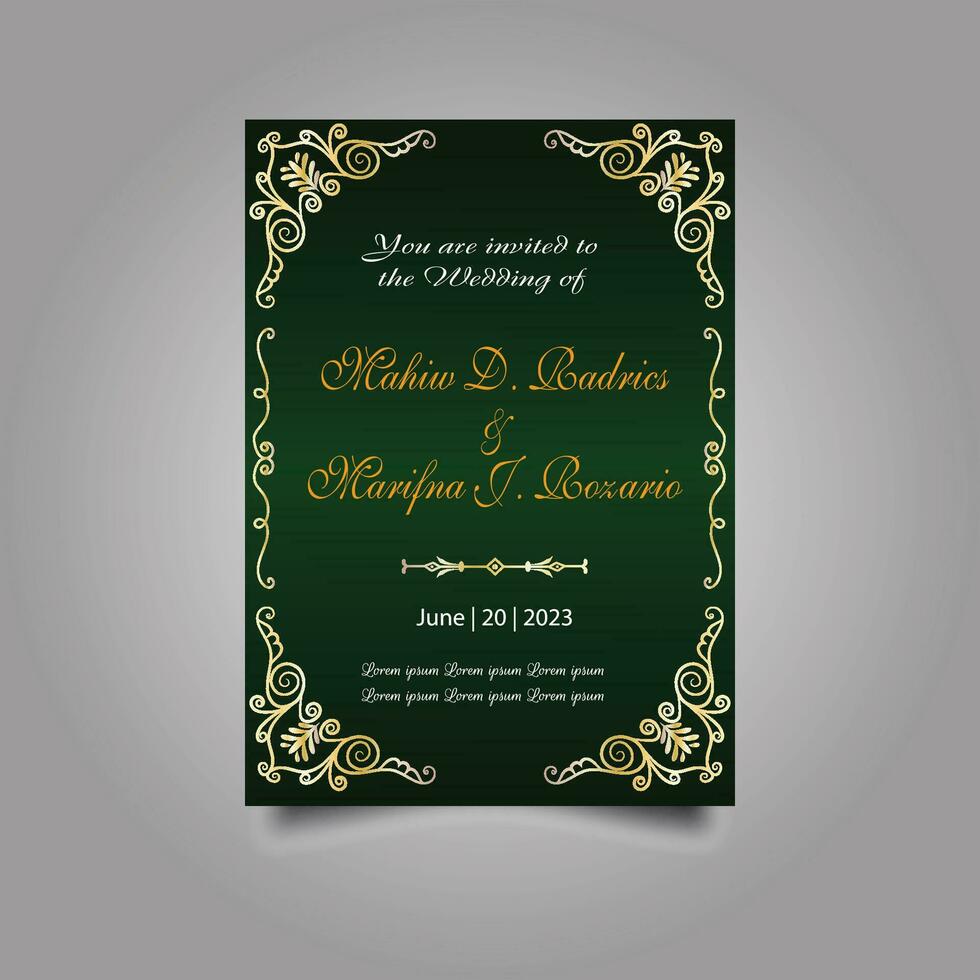 Luxury wedding invitation card design set. Luxury vintage golden vector invitation card template