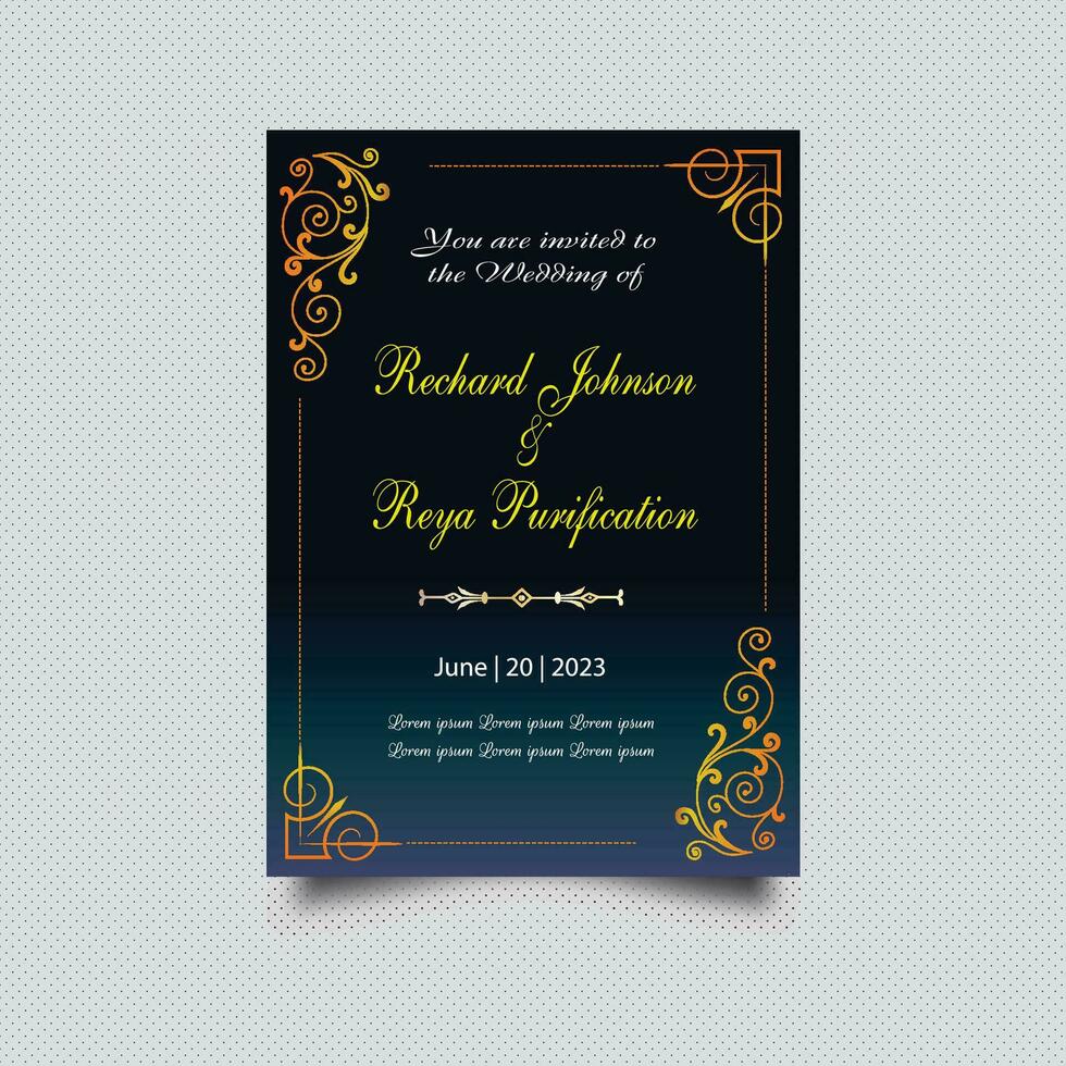 Luxury vintage golden vector invitation card template