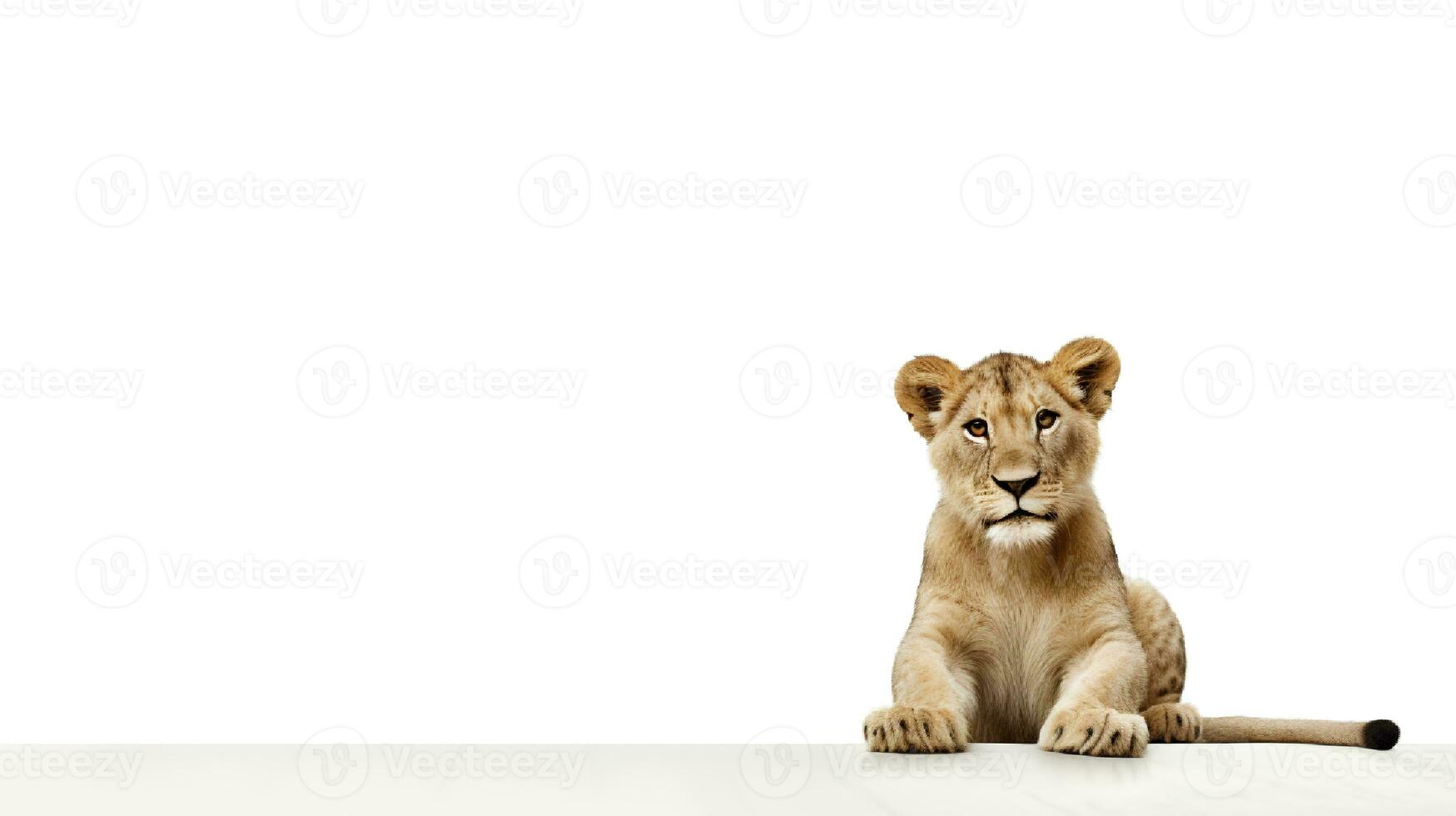 Photo of a lion on white background. Generative AI