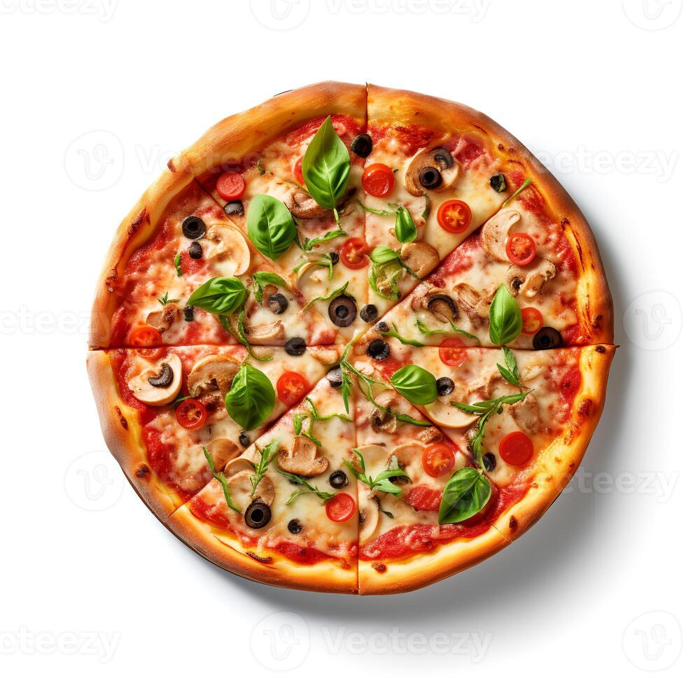 Food photography of Pizza isolated on white background. Generative AI photo