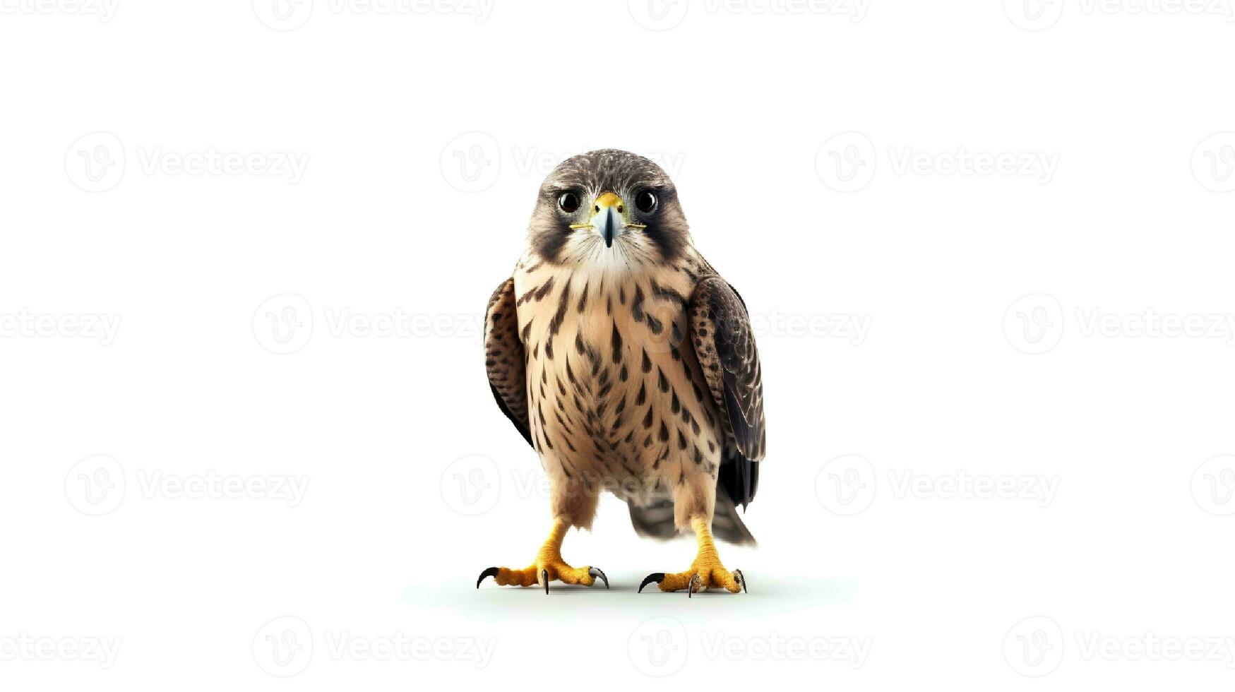 Photo of a Bird of prey on white background. Generative AI