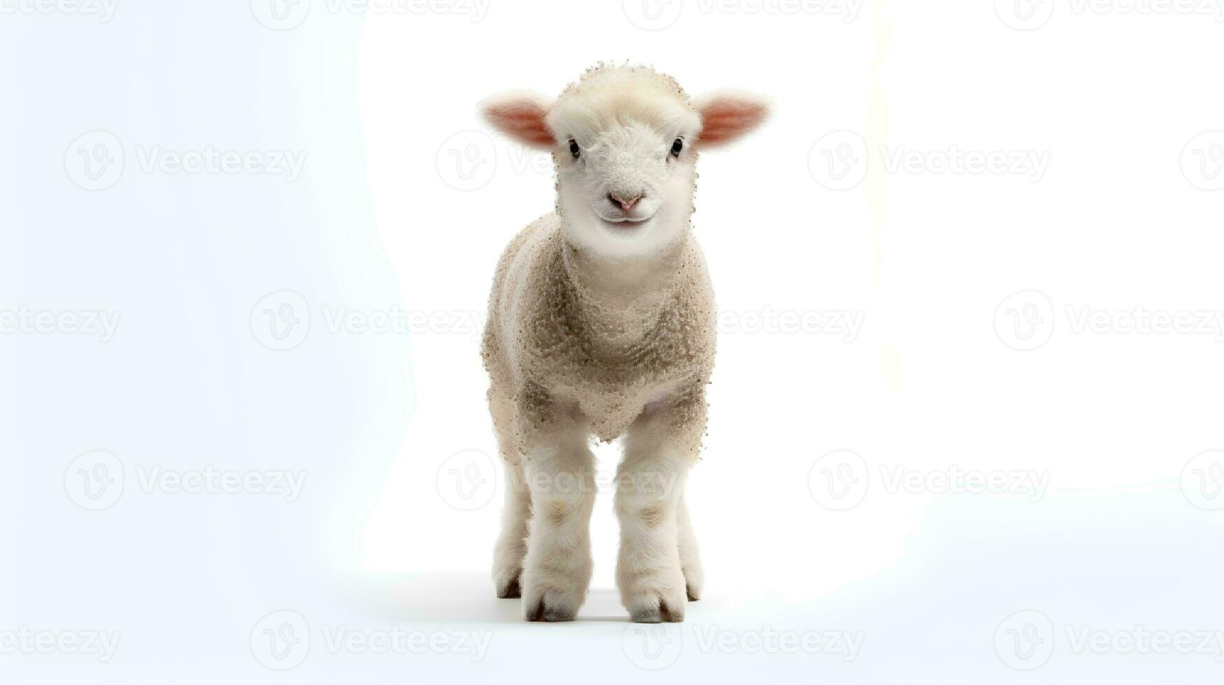 Photo of a sheep on white background. Generative AI