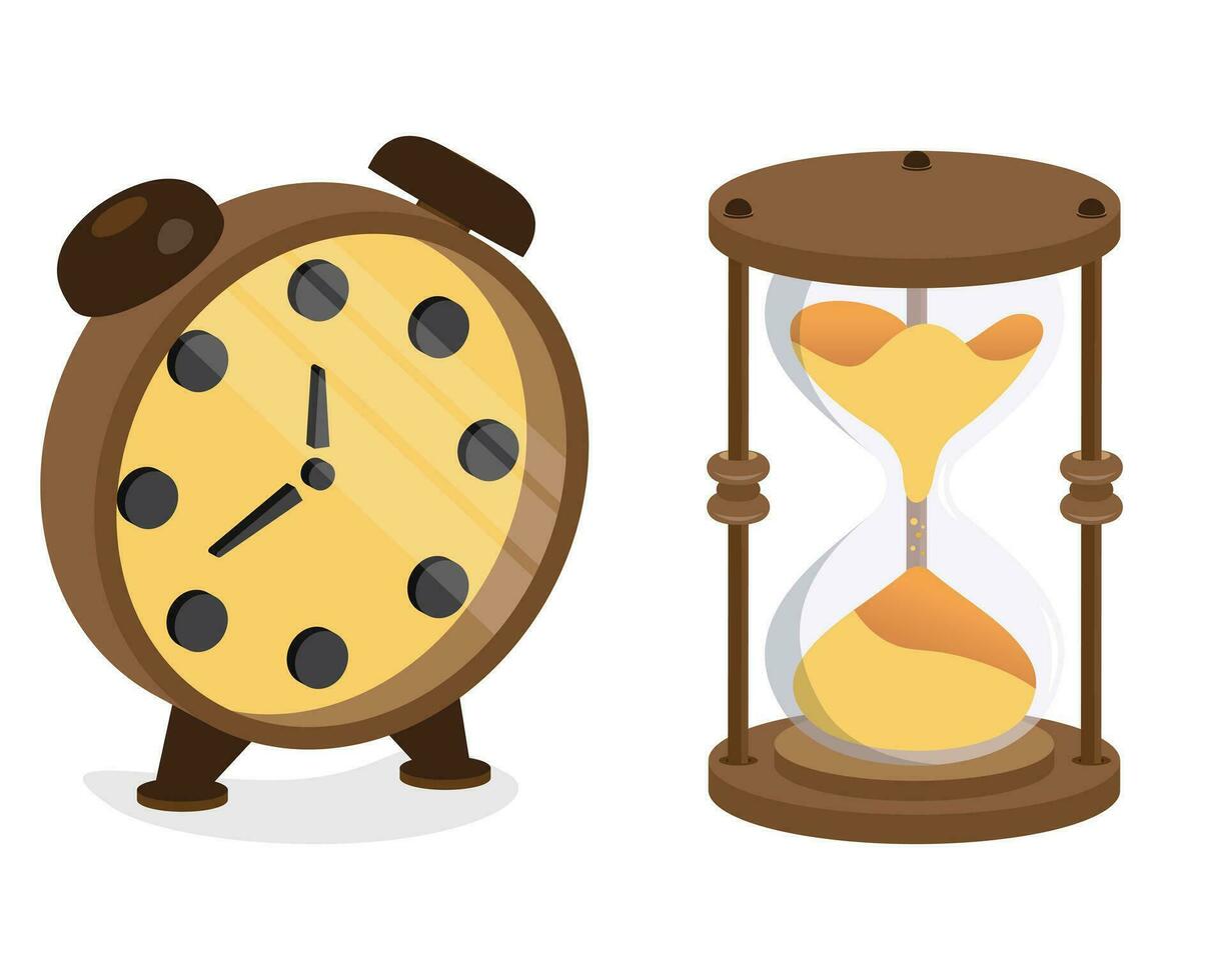 Sand HourGlass and Alarm Clock vector