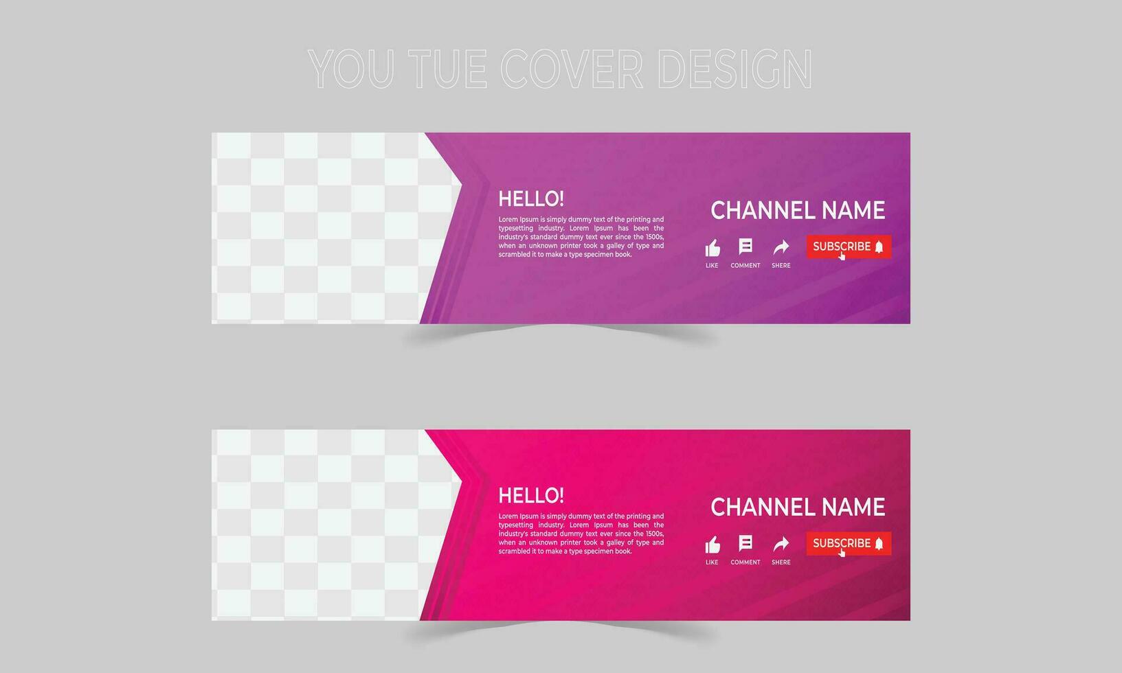 You tube channel cover design template vector