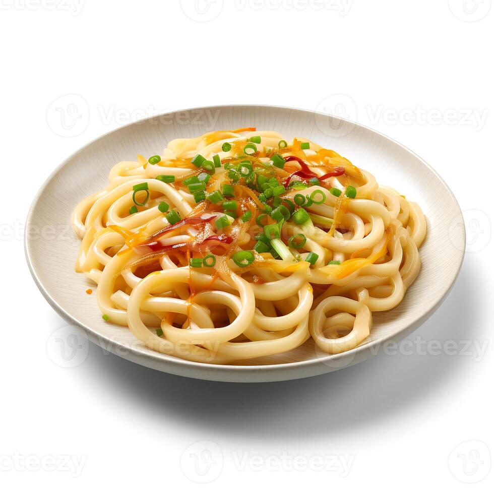 Food photography of Udon isolated on white background. photo