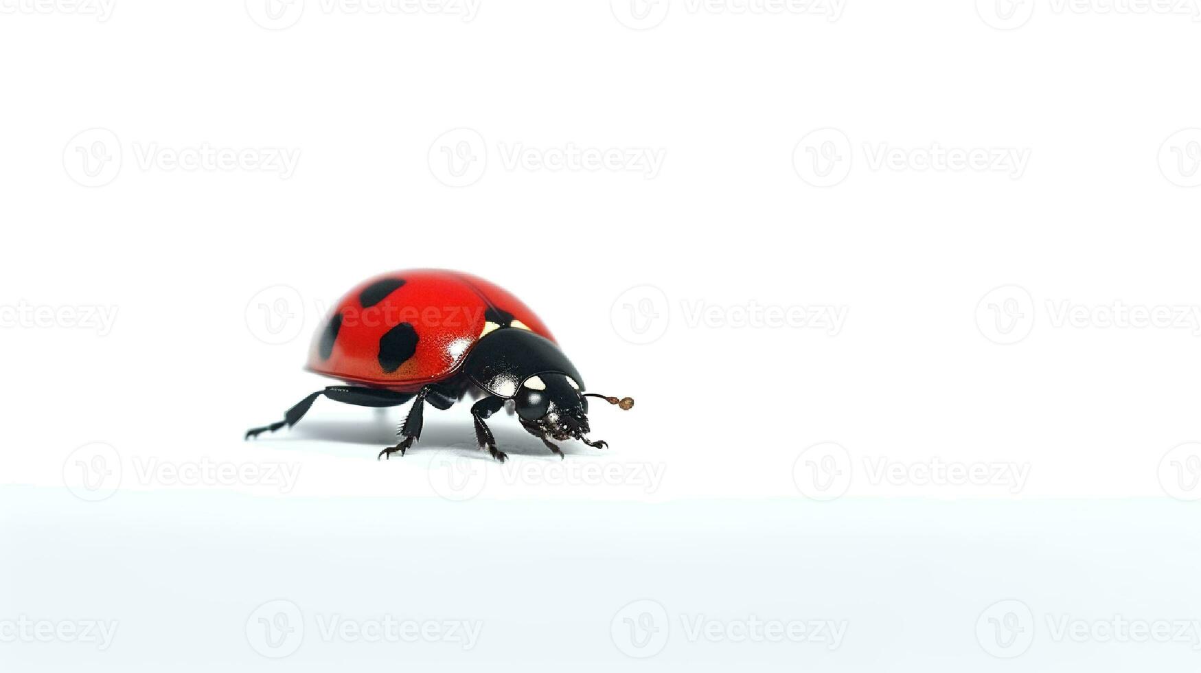 Photo of a ladybug on white background. Generative AI