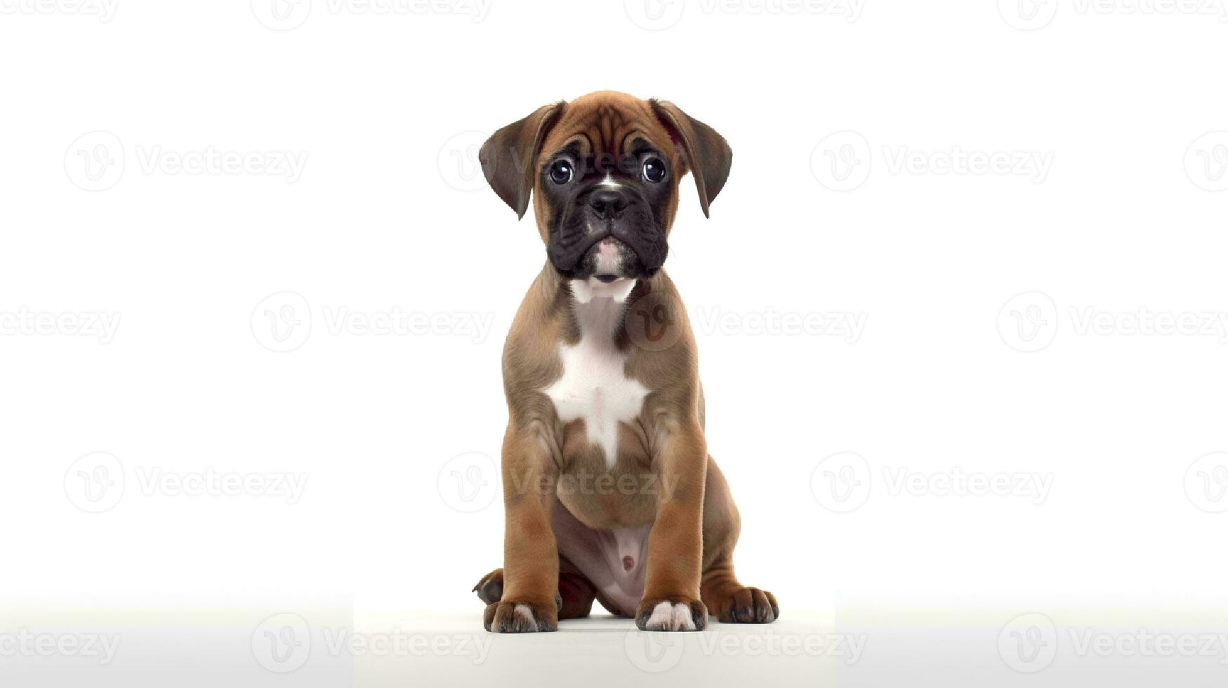 Photo of a Boxer dog on white background. Generative AI