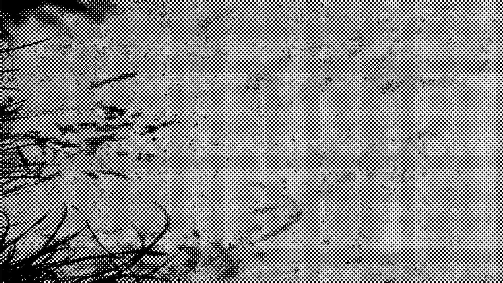 Clásico trama de semitonos antecedentes con natural superficie y césped sombra, dispersado negro puntos en blanco fondo. vector 16x9 ilustración.