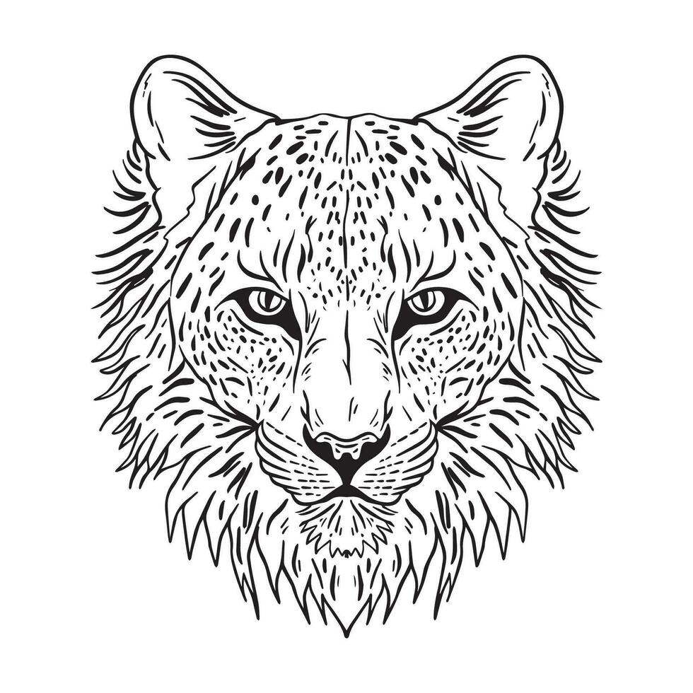 Jaguar Head Outline, good for coloring books, prints, stickers, design resources, logo and more. vector