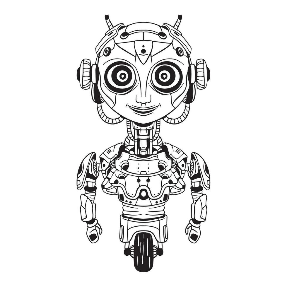 robot contorno 04 ,bien para colorante libros, huellas dactilares, pegatinas, diseño recursos, logo y más. vector