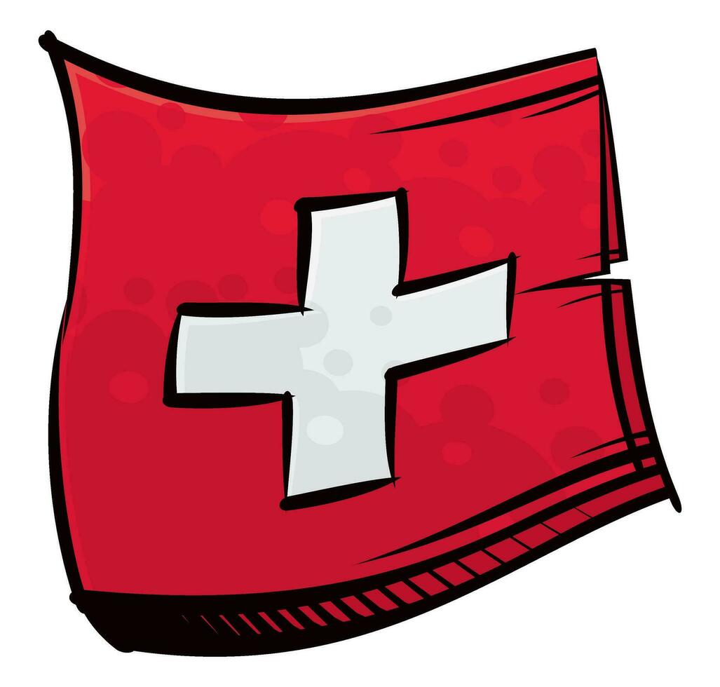 Painted Switzerland flag waving in wind vector