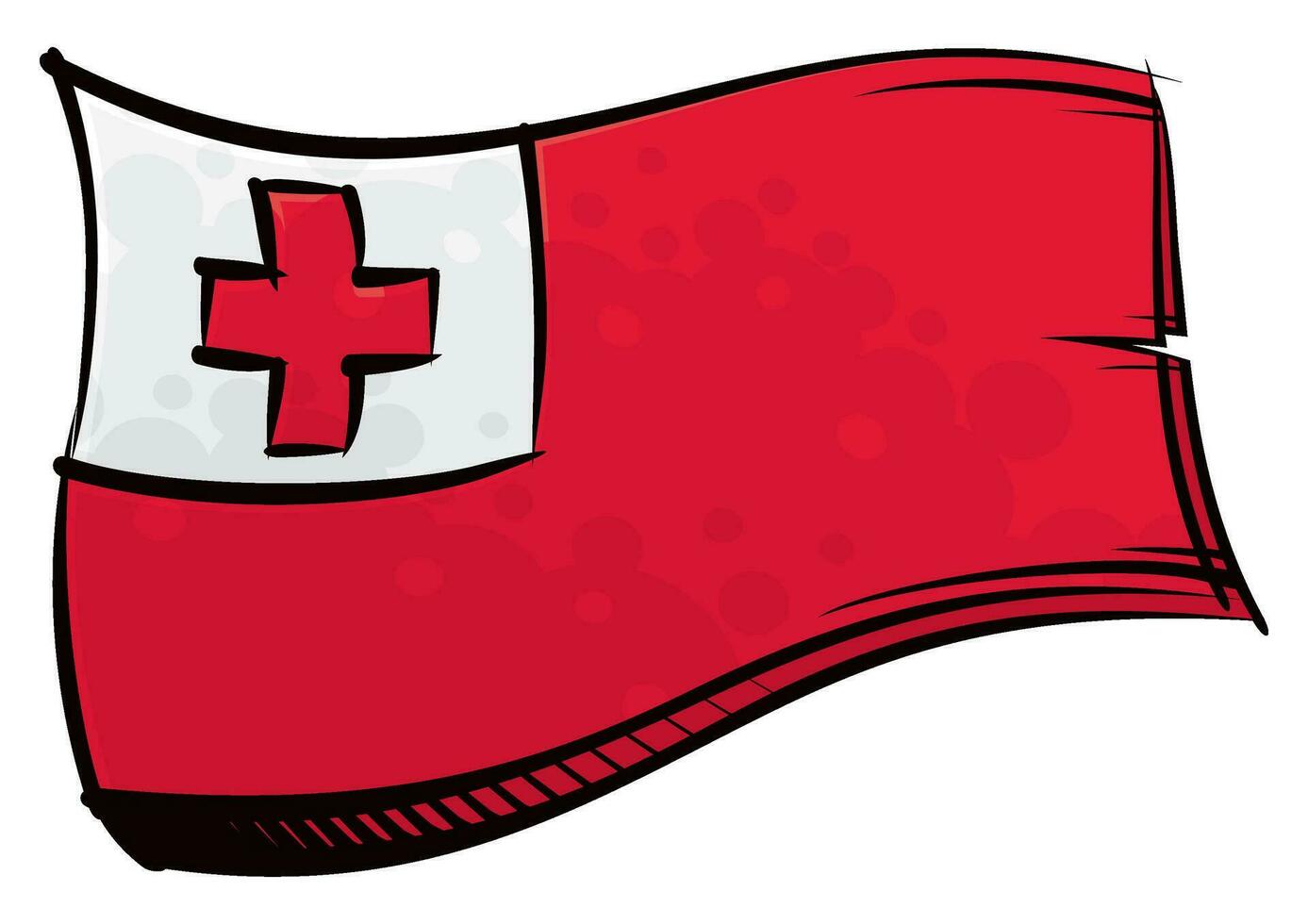 Painted Tonga flag waving in wind vector