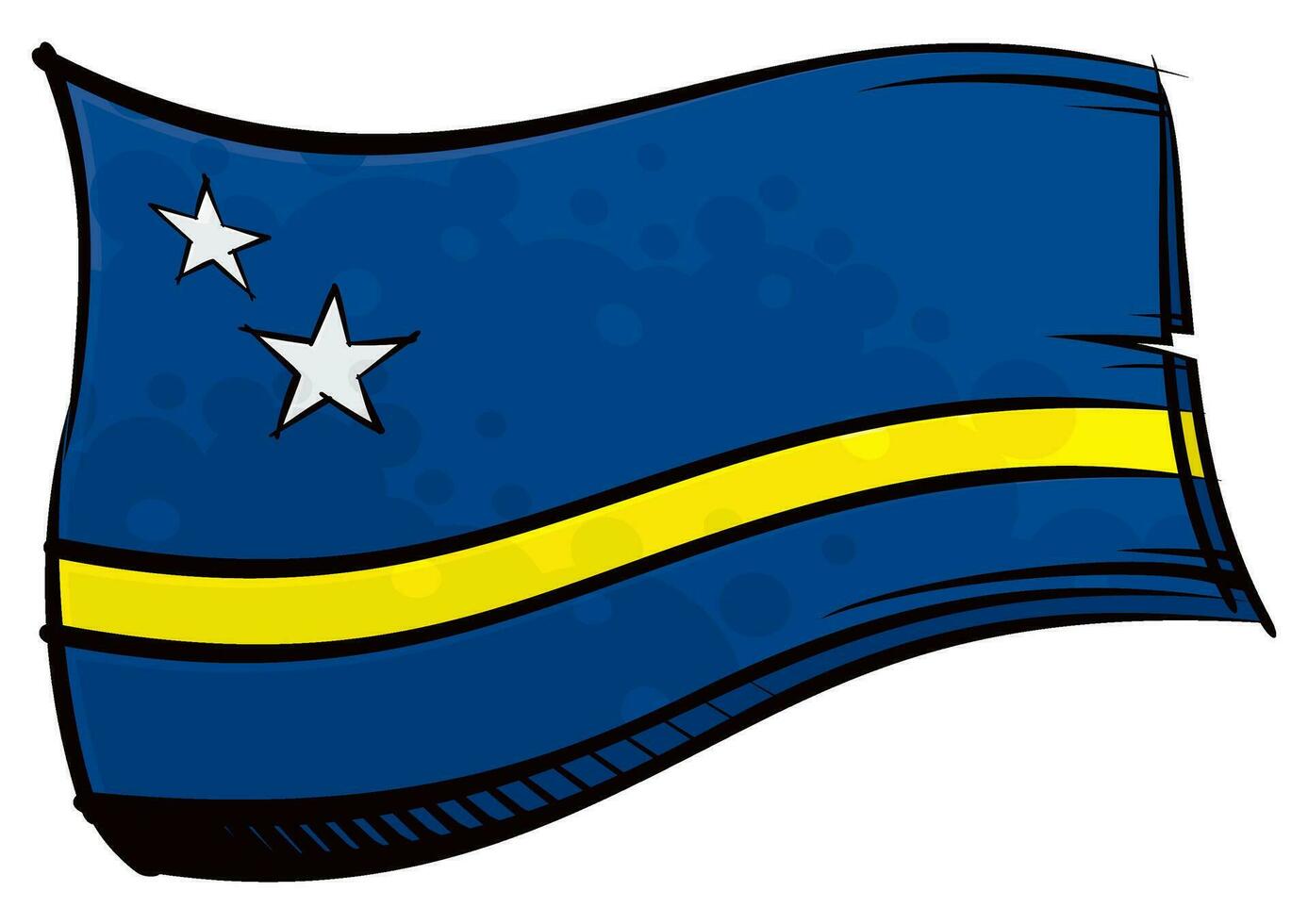 Painted Curacao flag waving in wind vector