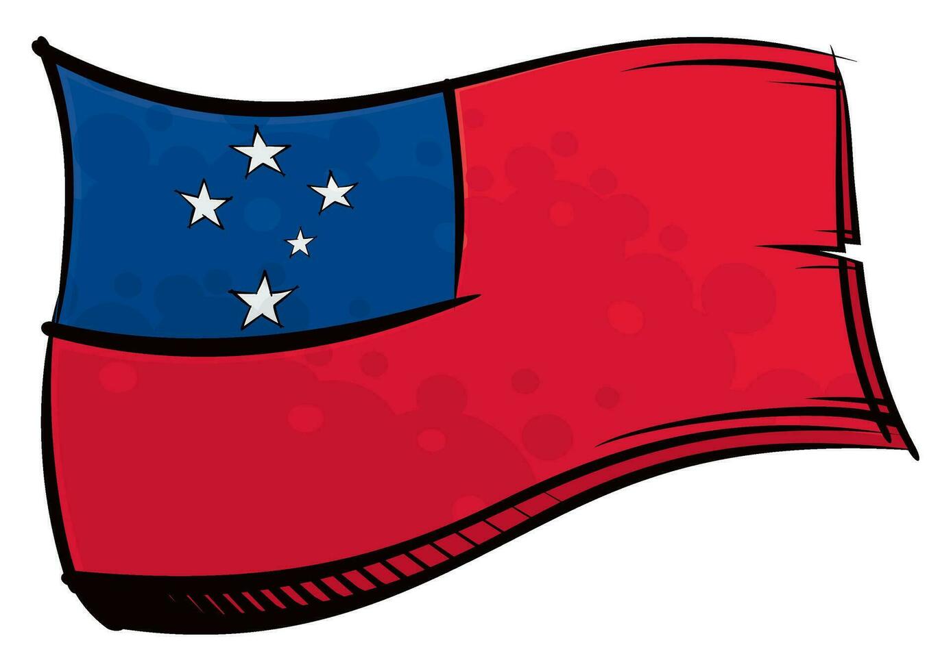 Painted Samoa flag waving in wind vector