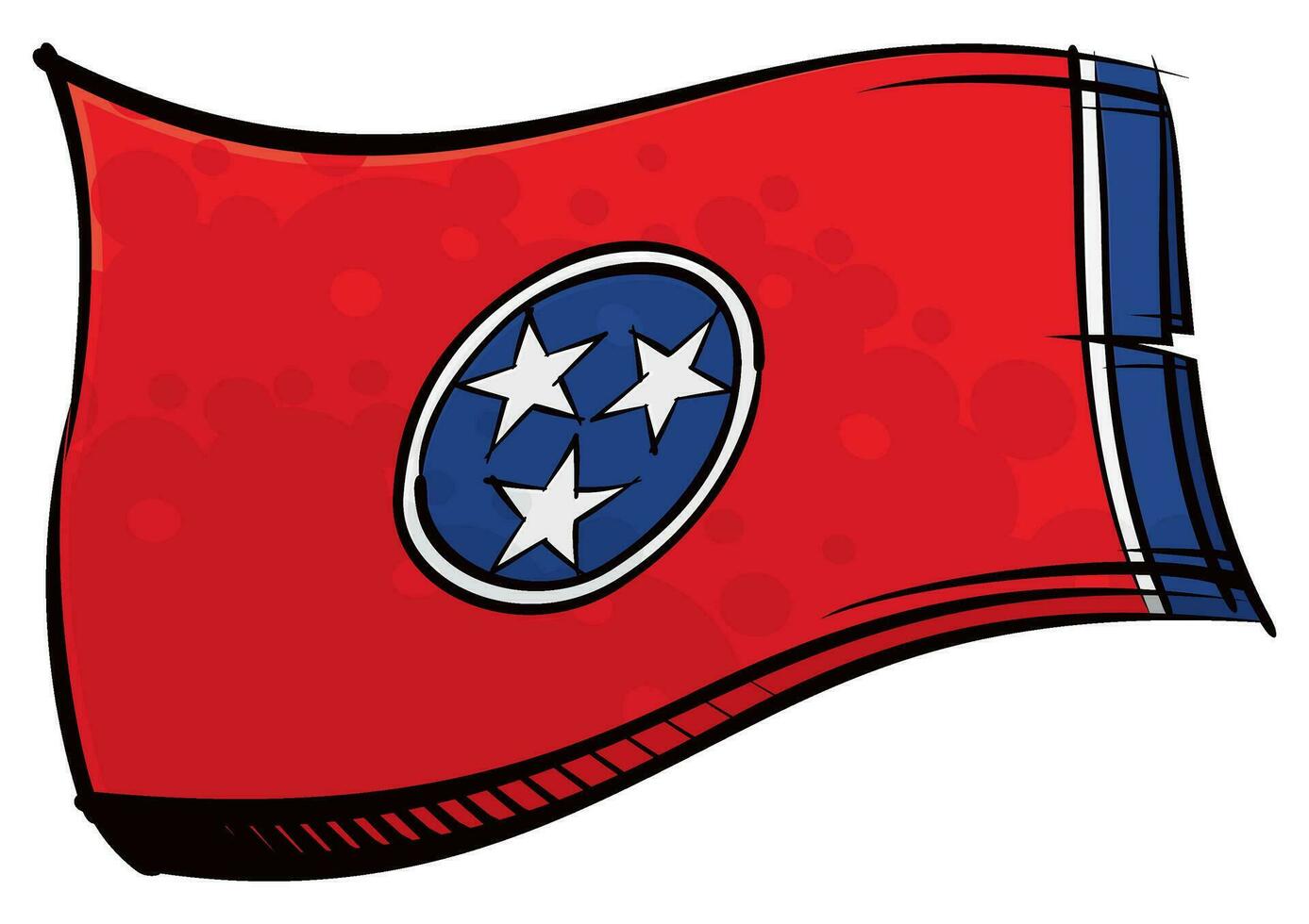 Painted Tennessee flag waving in wind vector