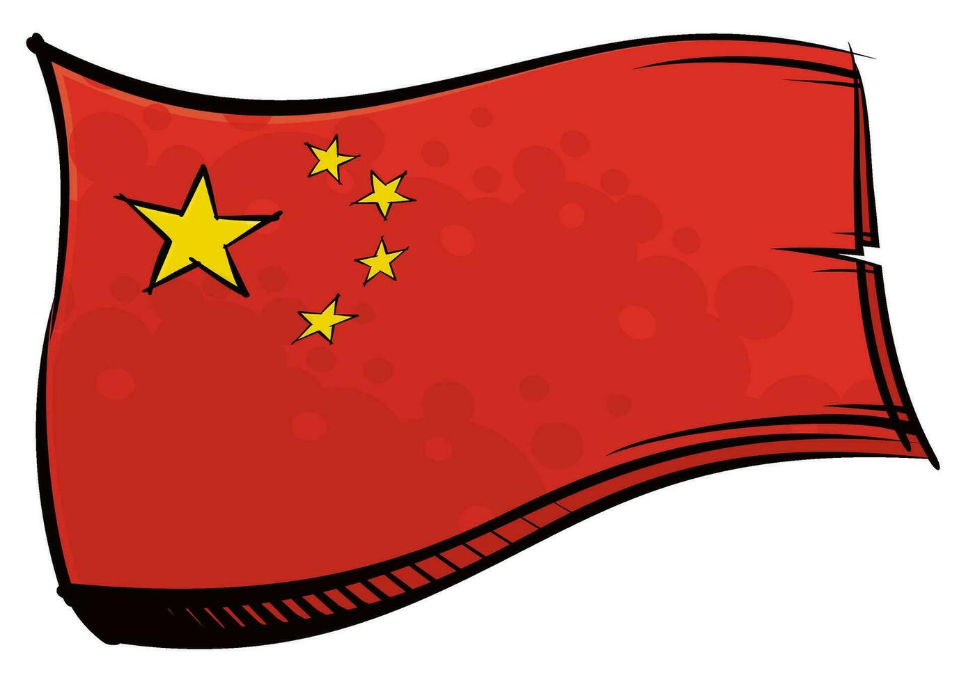 Painted China flag waving in wind vector