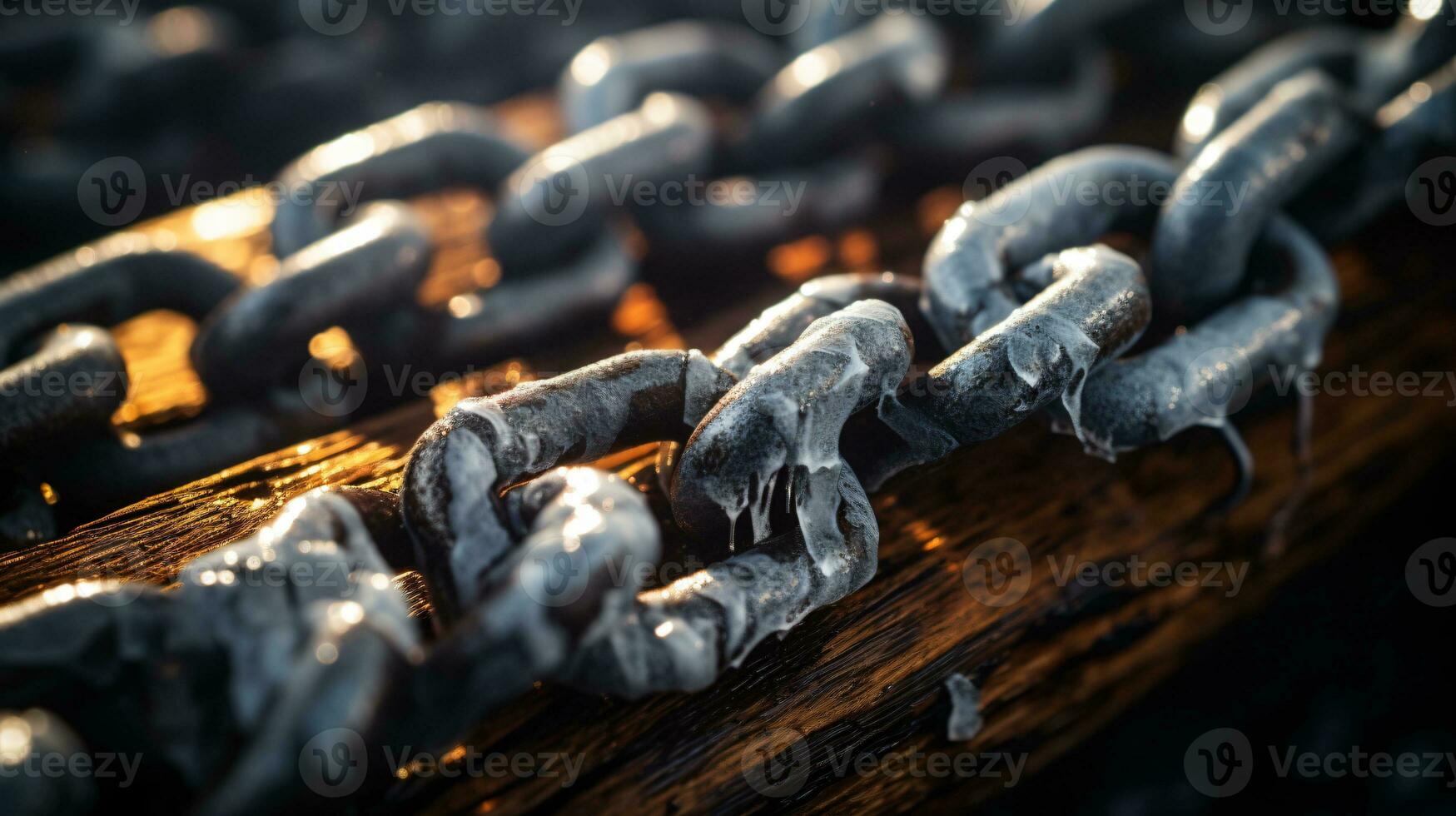 close up of a metal chain. chain with links. a background with a heavy metal chain. AI Generative photo