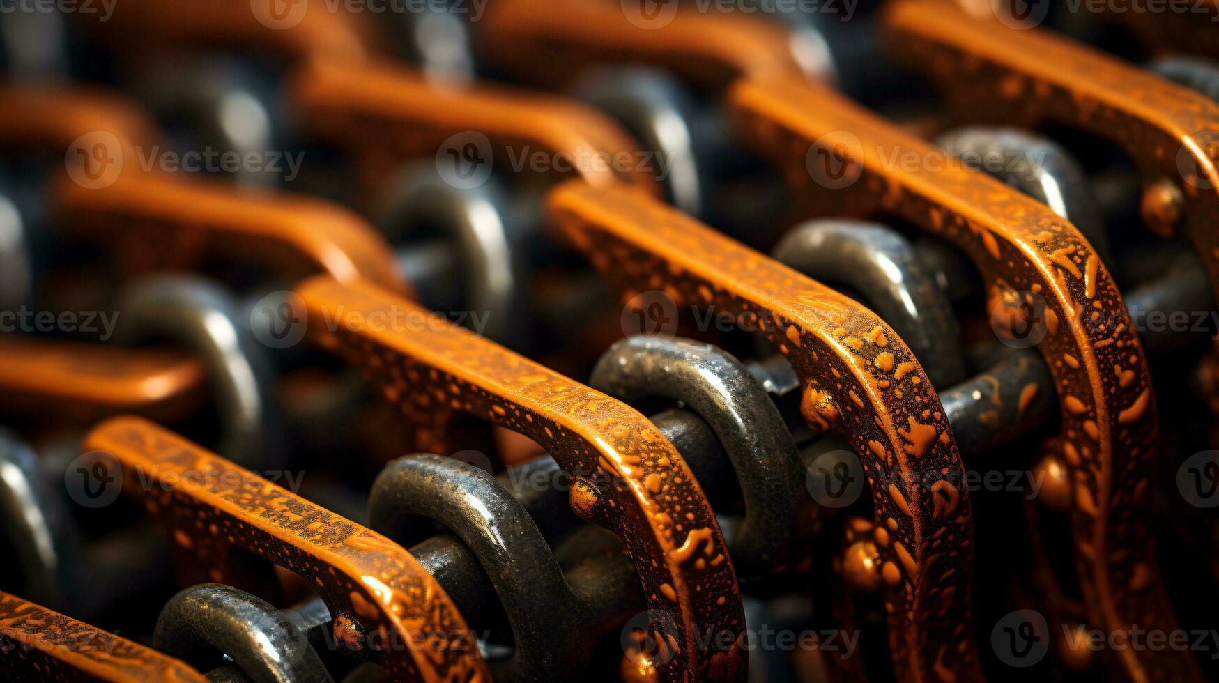 close up of a metal chain. chain with links. a background with a heavy metal chain. AI Generative photo