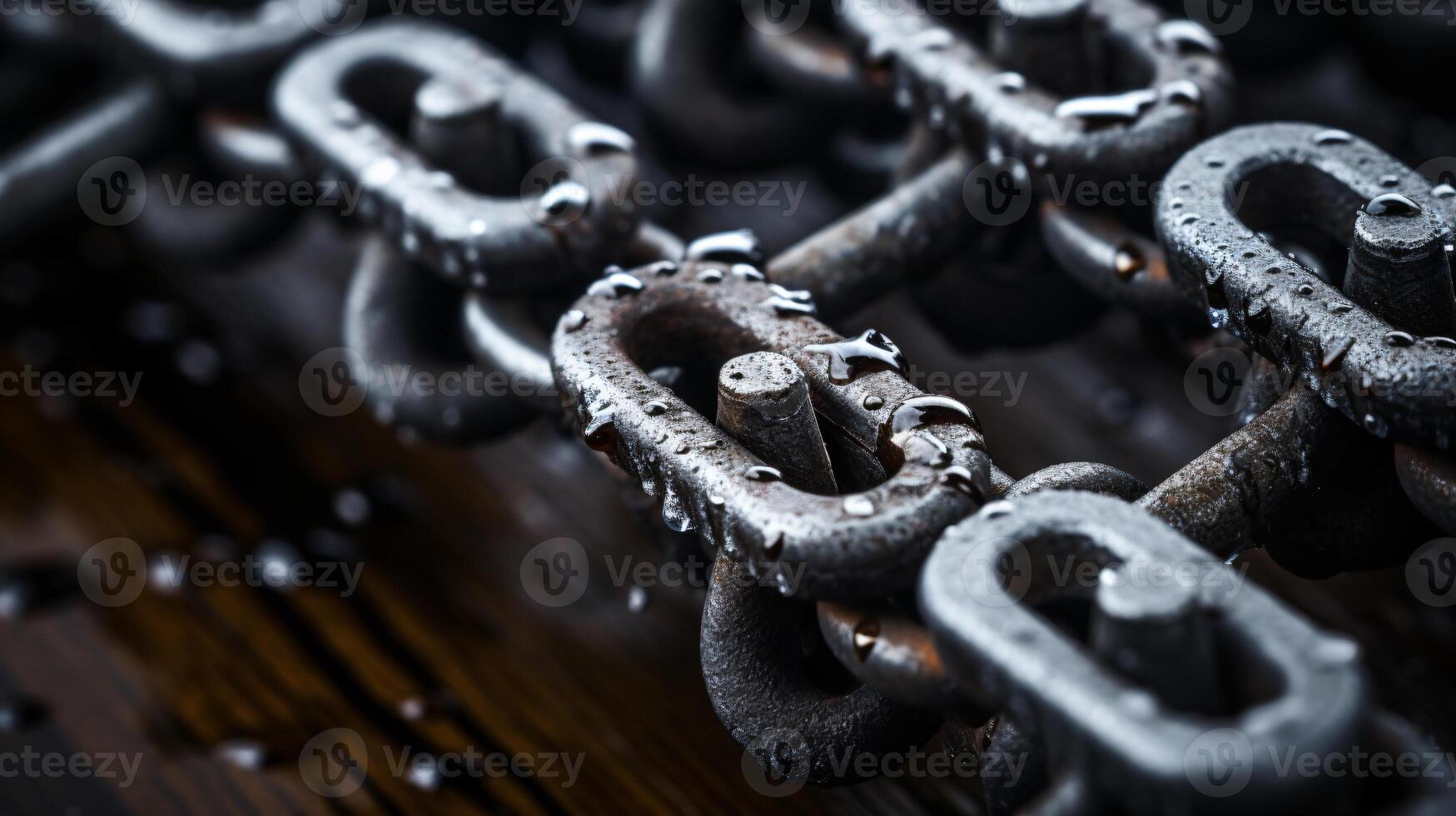 close up of a metal chain. chain with links. a background with a heavy metal chain. AI Generative photo