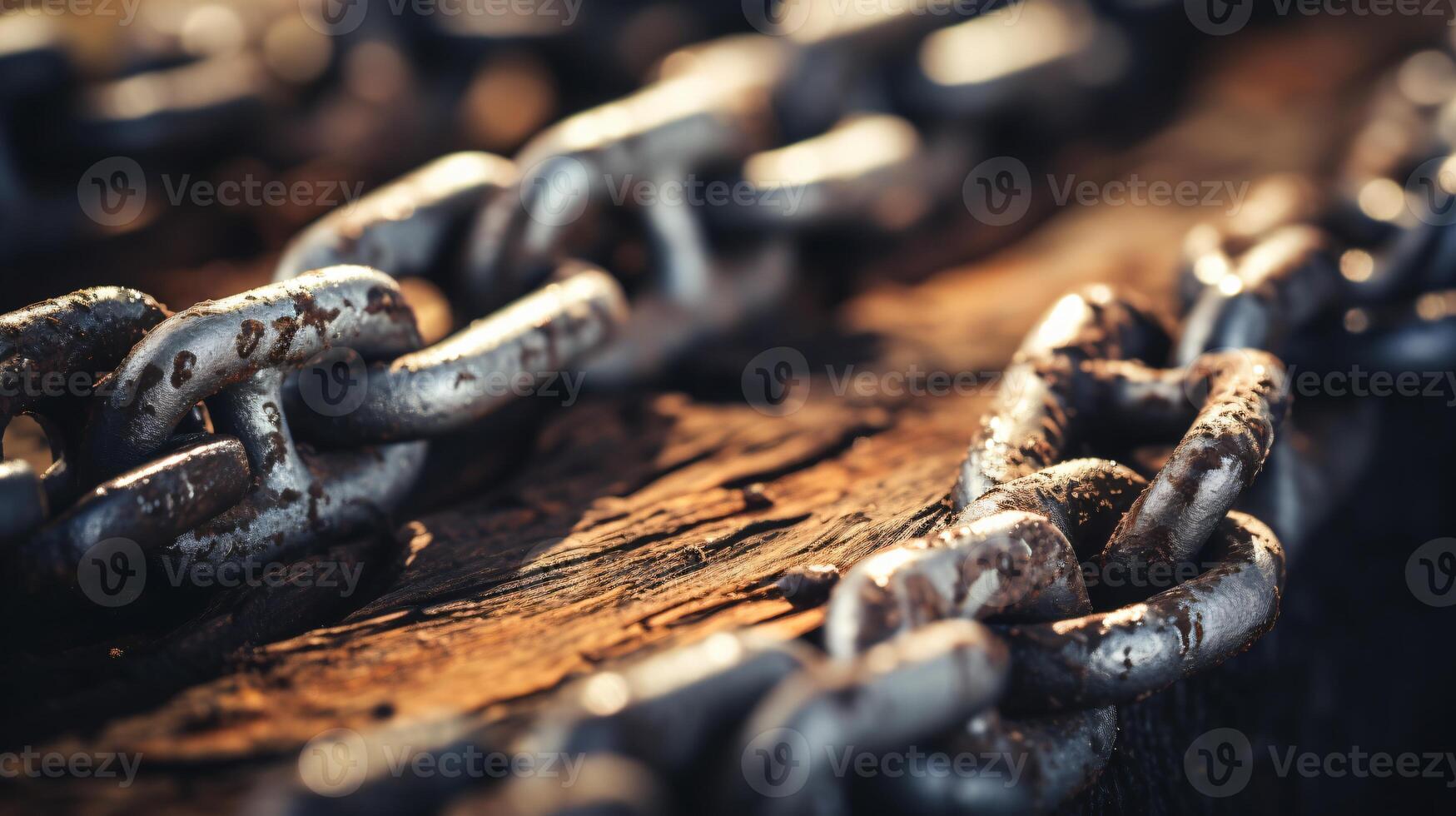 close up of a metal chain. chain with links. a background with a heavy metal chain. AI Generative photo