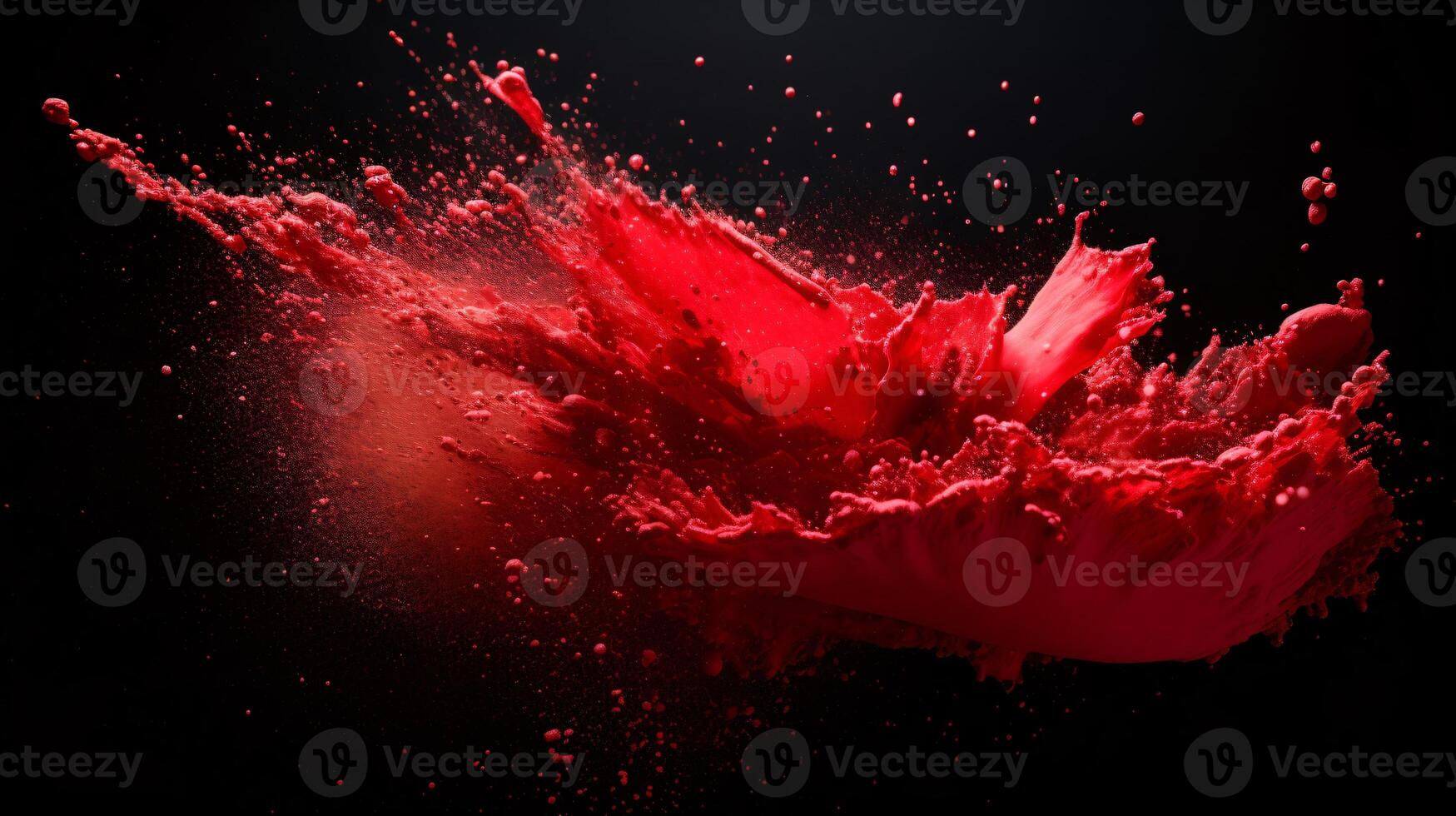 Explosion of colored powder on black background. AI Generative photo