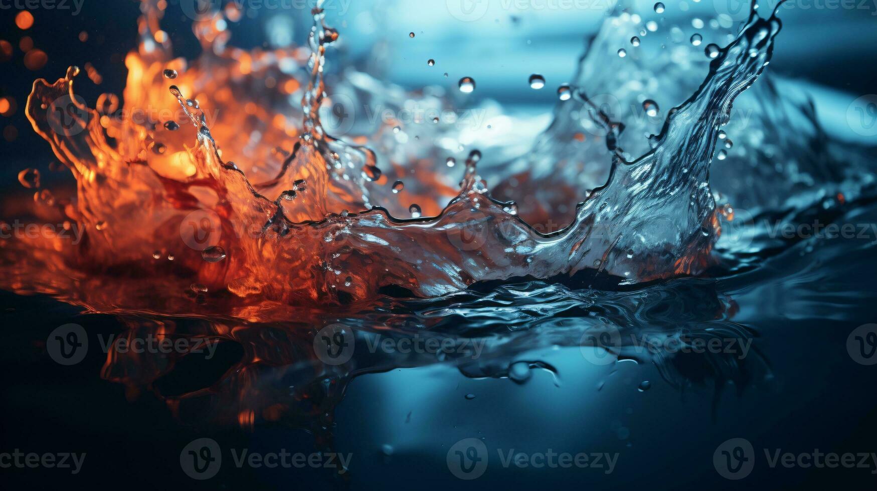 water splash with bubbles and water droplets. AI Generative photo