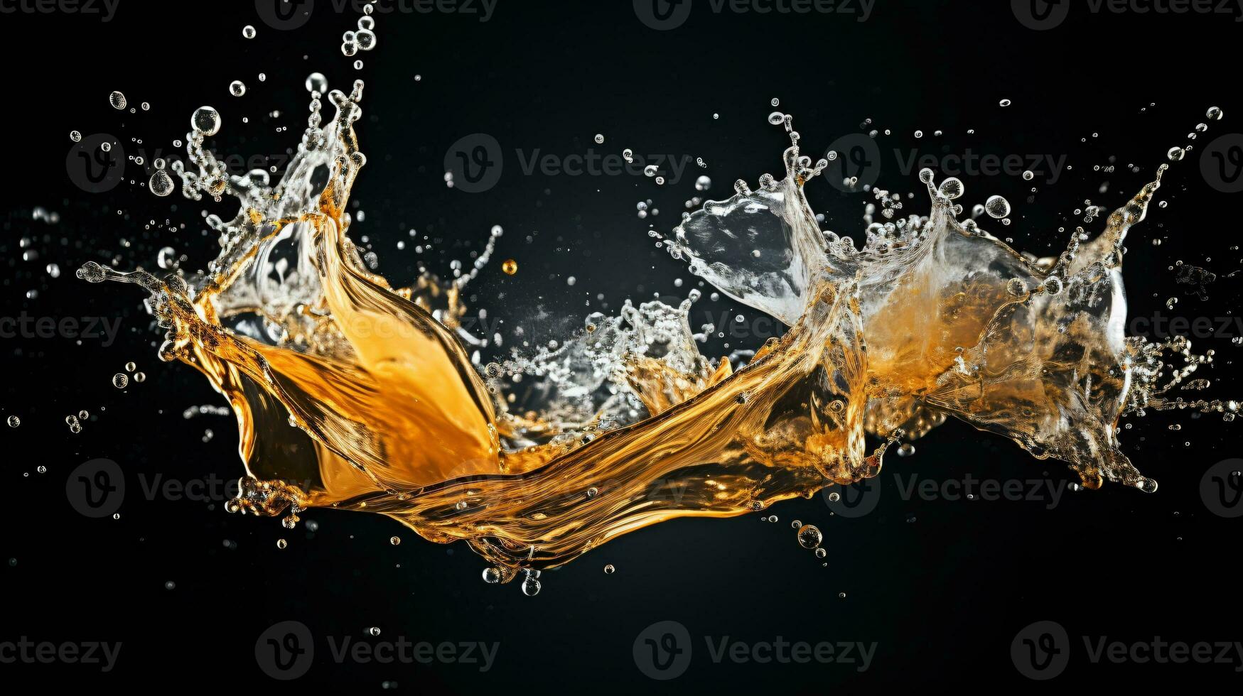 water splash with bubbles and water droplets. AI Generative photo