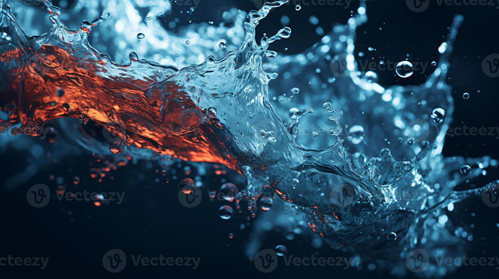 water splash with bubbles and water droplets. AI Generative photo