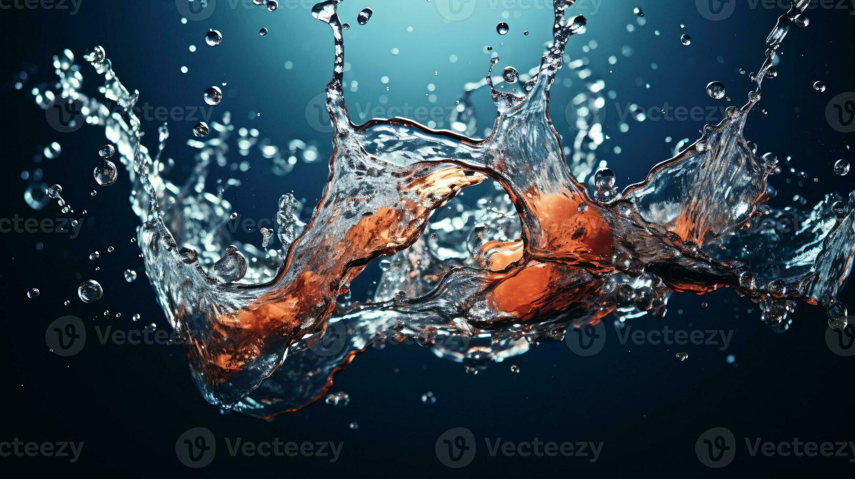 water splash with bubbles and water droplets. AI Generative photo