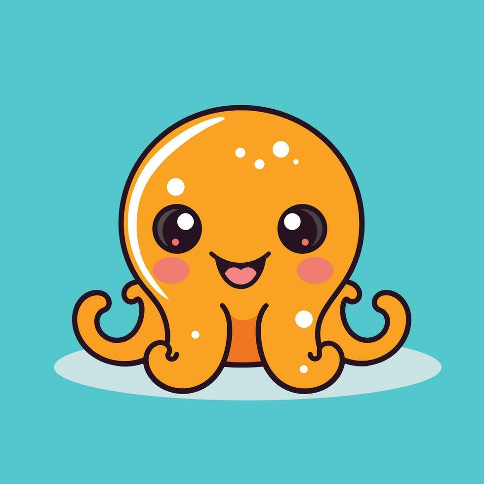 Adorable baby octopus in a cute cartoon style. Vector icon illustration.