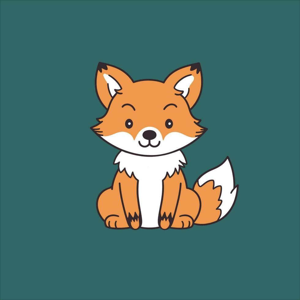 Cute fox cartoon. Cute fox character Vector illustration.