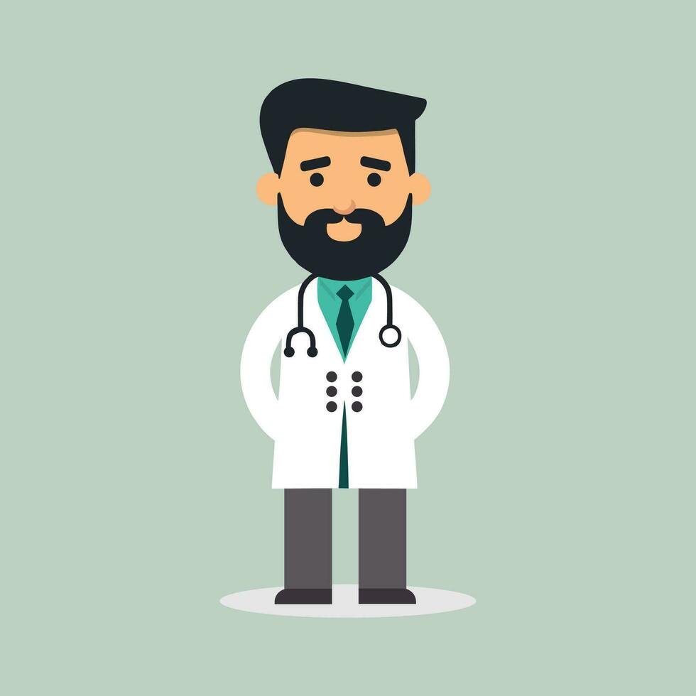 Medical doctor icon, male doctor cartoon character. vector