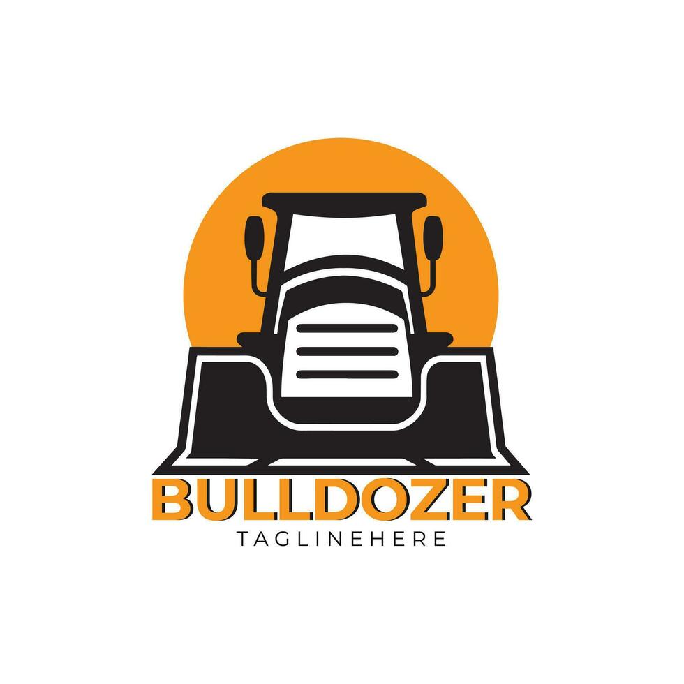 vector bulldozer heavy equipment illustration logo design