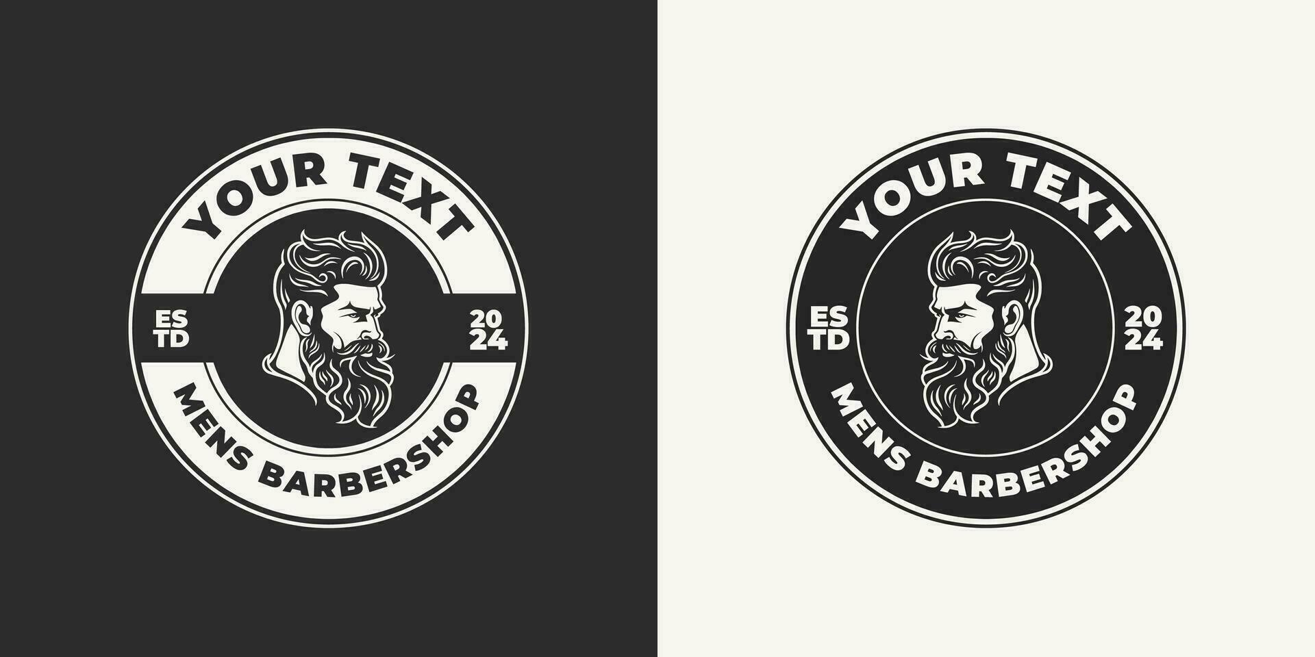 Set of vintage barbershop emblems, labels, badges, logos. vector
