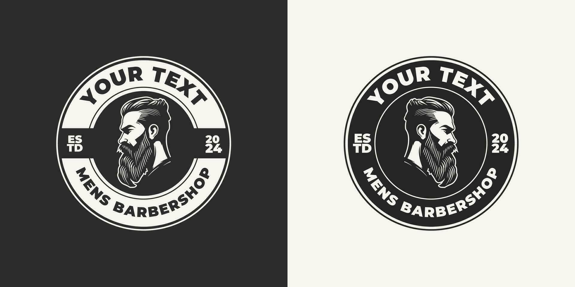 Set of vintage barbershop emblems, labels, badges, logos. vector